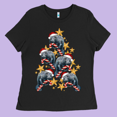 Christmas Tree With Manatee Ladies Tee Designed By Lillyallendesigns