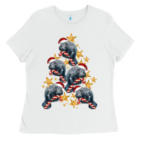 White Christmas Tree With Manatee Ladies Tee - LillyAllenDesigns