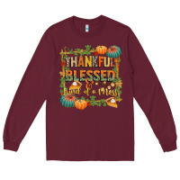 Burgundy thankful blessed and kind of a mess Long Sleeve Tee - CowGirlArtShop