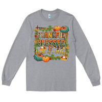 Heather Grey thankful blessed and kind of a mess Long Sleeve Tee - CowGirlArtShop