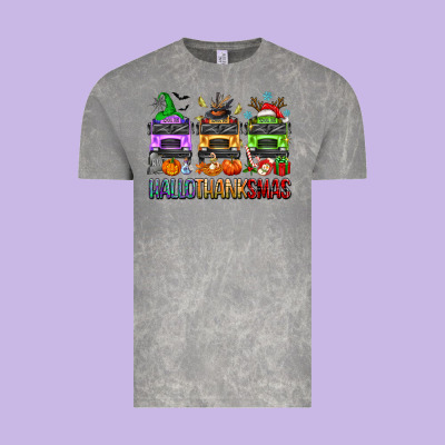 Hallothanksmas School Bus Vintage Tee Designed By Texasbilliewilder