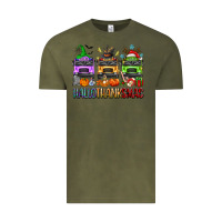 Vintage Olive hallothanksmas school bus Vintage Tee - texasbilliewilder