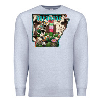 Heather Grey arkansas map Premium Sweatshirt - RacoonDesign