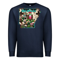 Navy arkansas map Premium Sweatshirt - RacoonDesign