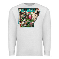 Oatmeal Heather arkansas map Premium Sweatshirt - RacoonDesign