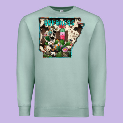 Arkansas Map Premium Sweatshirt Designed By Racoondesign