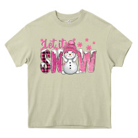 Mossy Pink Let It Snow With Cute Snowman Heavy Core Tee - BundleAndBundleShop
