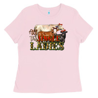 Bubblegum Pink all the jingle ladies christmas cows Ladies Tee - LillyAllenDesigns