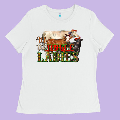 All The Jingle Ladies Christmas Cows Ladies Tee Designed By Lillyallendesigns