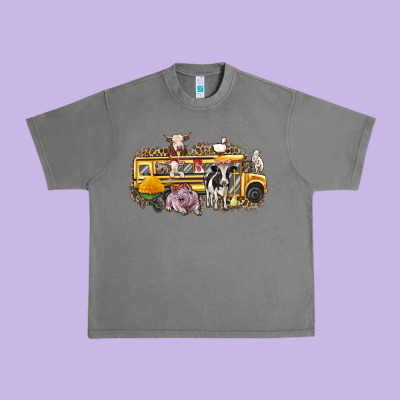Farm Animals School Bus Urban Heavy Tee Designed By Texasbilliewilder
