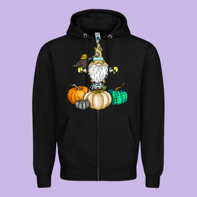 Happy Fall Zipper Hoodie Designed By Cowhidedigitalart