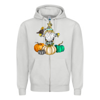 Dove Grey Happy Fall Zipper Hoodie - CowhideDigitalArt