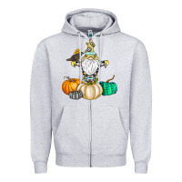 Heather Grey Happy Fall Zipper Hoodie - CowhideDigitalArt
