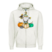 Oatmeal Heather Happy Fall Zipper Hoodie - CowhideDigitalArt