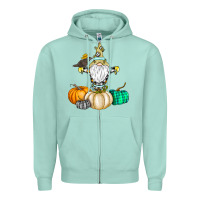 Seafoam Happy Fall Zipper Hoodie - CowhideDigitalArt
