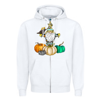 White Happy Fall Zipper Hoodie - CowhideDigitalArt