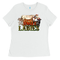 White all the jingle ladies christmas cows Ladies Tee - LillyAllenDesigns