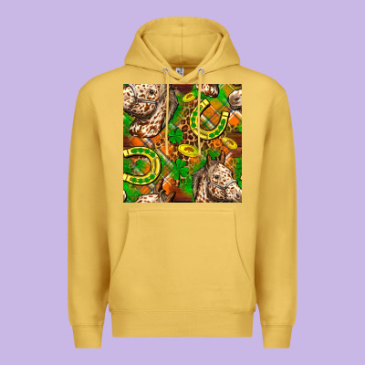 St. Patrick's Day Horse With Horseshoes Seamless Premium Hoodie Designed By Fadigitalartstudio