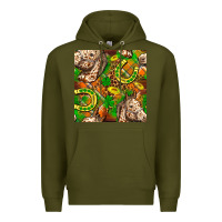 Army Green St. Patrick's Day Horse With Horseshoes Seamless Premium Hoodie - FaDigitalArtStudio