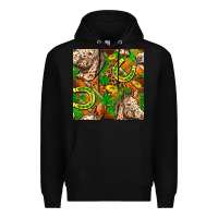 Black St. Patrick's Day Horse With Horseshoes Seamless Premium Hoodie - FaDigitalArtStudio