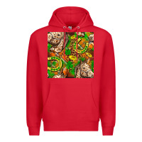 Red St. Patrick's Day Horse With Horseshoes Seamless Premium Hoodie - FaDigitalArtStudio