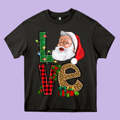 Love With Santa Portrait Heavy Core Tee Designed By Bundleandbundleshop
