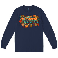 Navy thankful for everything Long Sleeve Tee - CowGirlArtShop