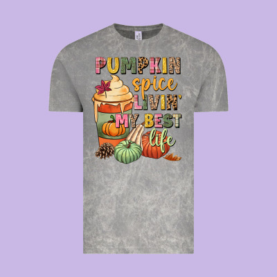 Pumpkin Spice Livin' My Best Life Vintage Tee Designed By Nancycooperartshop