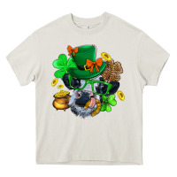 Cream St. Patrick Cow Clover Heavy Core Tee - BundleAndBundleShop