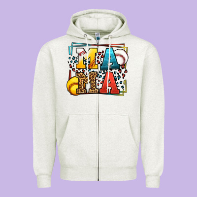 Leopard Softball And Baseball Mama Mother's Day Zipper Hoodie Designed By Lillyallendesigns