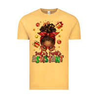 Vintage Mustard santa's favorite assistant afro messy bun Vintage Tee - texasbilliewilder