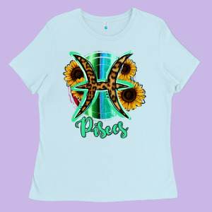 Pisces Zodiac Sign Sunflower Leopard Serape Ladies Tee Designed By Ranaportraitstore