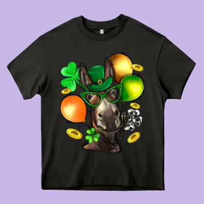 St. Patricks Clovers With Donkey Heavy Core Tee Designed By Bundleandbundleshop
