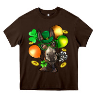 Chocolate Brown St. Patricks Clovers With Donkey Heavy Core Tee - BundleAndBundleShop