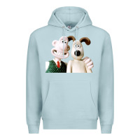 Blue Mist the man with his dog taking selfie w.a.l.l.a.c.e Premium Hoodie - lanVoArt