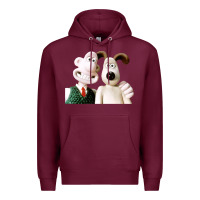 Burgundy the man with his dog taking selfie w.a.l.l.a.c.e Premium Hoodie - lanVoArt