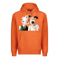 Carrot the man with his dog taking selfie w.a.l.l.a.c.e Premium Hoodie - lanVoArt