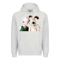 Dove Grey the man with his dog taking selfie w.a.l.l.a.c.e Premium Hoodie - lanVoArt