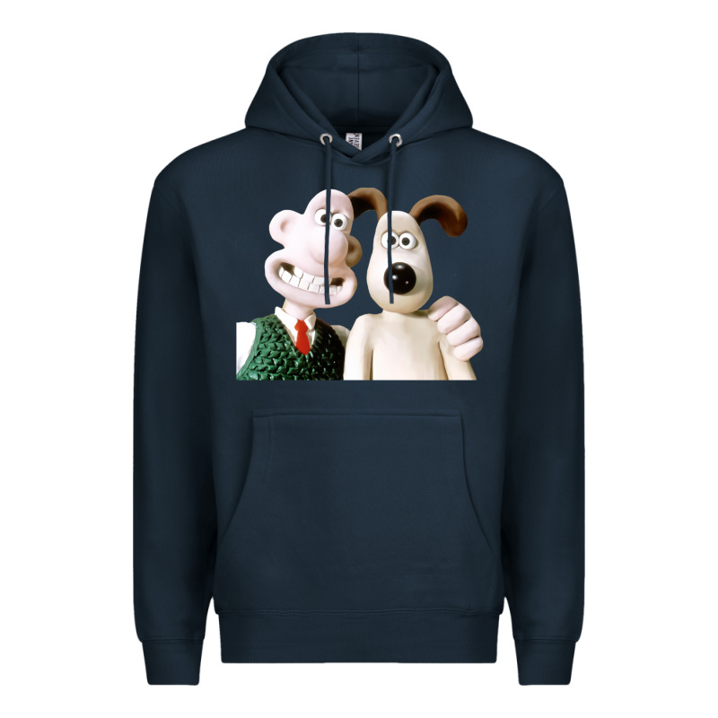 The Man With His Dog Taking Selfie W.a.l.l.a.c.e Premium Hoodie by lanVoArt | Teevron