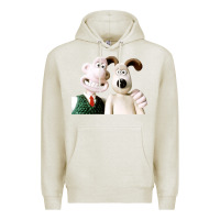 Oatmeal Heather the man with his dog taking selfie w.a.l.l.a.c.e Premium Hoodie - lanVoArt