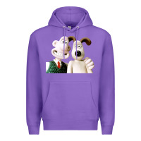 Purple the man with his dog taking selfie w.a.l.l.a.c.e Premium Hoodie - lanVoArt