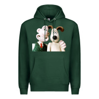 Sports Green the man with his dog taking selfie w.a.l.l.a.c.e Premium Hoodie - lanVoArt
