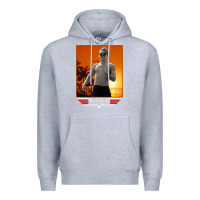 Heather Grey rooster topgun retro Premium Hoodie - lanVoArt