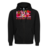 Black Love Valentines Day Gnome Zipper Hoodie - CowhideDigitalArt