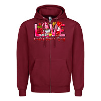 Burgundy Love Valentines Day Gnome Zipper Hoodie - CowhideDigitalArt