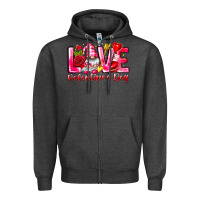 Charcoal Heather Love Valentines Day Gnome Zipper Hoodie - CowhideDigitalArt