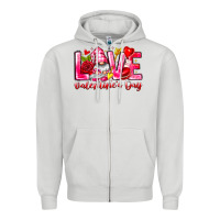Dove Grey Love Valentines Day Gnome Zipper Hoodie - CowhideDigitalArt