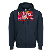 Navy Love Valentines Day Gnome Zipper Hoodie - CowhideDigitalArt