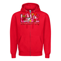 Red Love Valentines Day Gnome Zipper Hoodie - CowhideDigitalArt