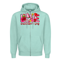 Seafoam Love Valentines Day Gnome Zipper Hoodie - CowhideDigitalArt